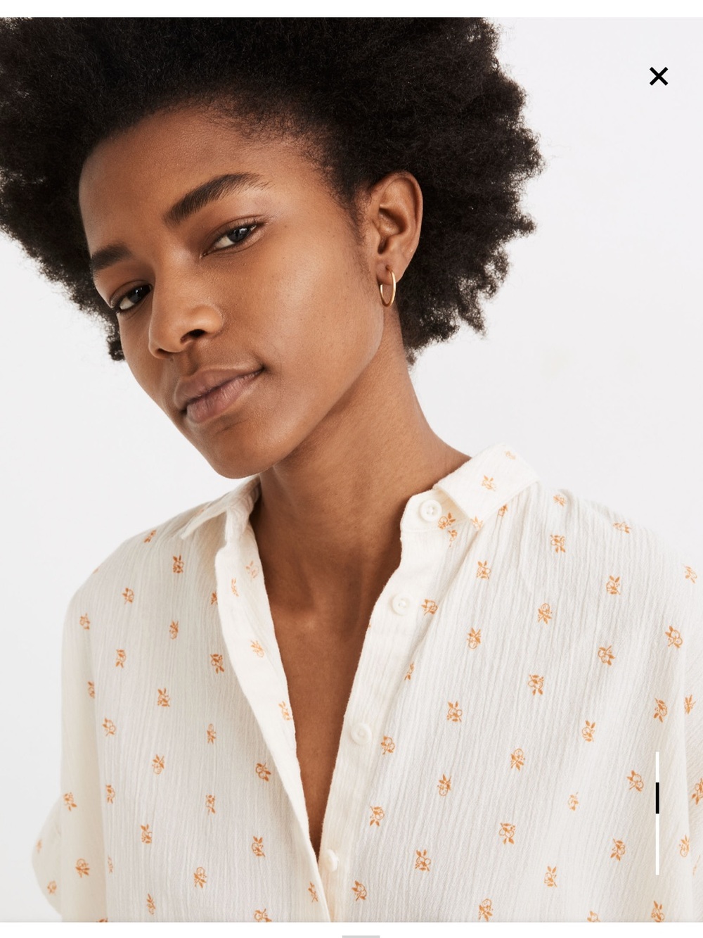 Madewell Hilltop shirt in Mini Oranges. Size Large.